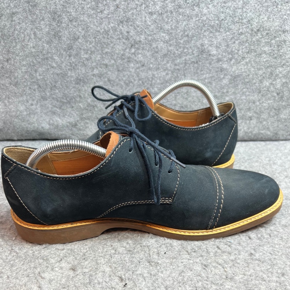 Clarks Mens Tilden Cap Navy Nubuck Leather Derby Shoes Cap Toe Oxfords Size 11 - Picture 5 of 9